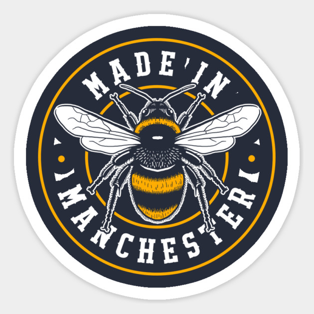 Made In Manchester Worker Bee Pocket Badge Sticker by dumbshirts