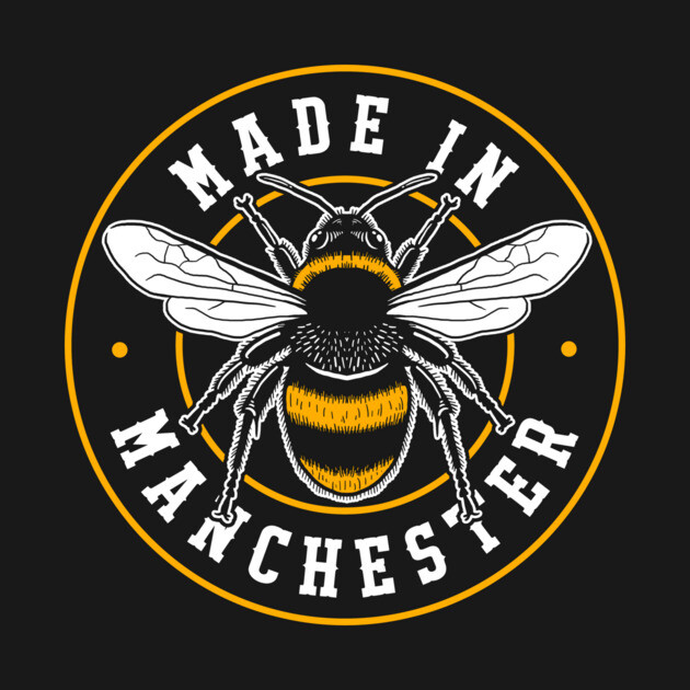 Made In Manchester Worker Bee Pocket Badge by dumbshirts