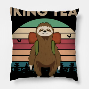 Sloth Hiking Team We'll Get There When We Get There Vintage Pillow