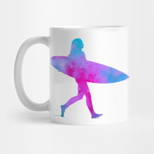 Surfer Girl Pink and Blue Mug