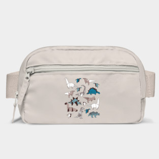 Origami dino friends // print // blue white and beige dinosaurs Bag