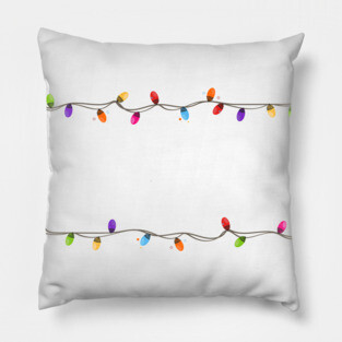 Colorful Christmas light bulb frame Pillow