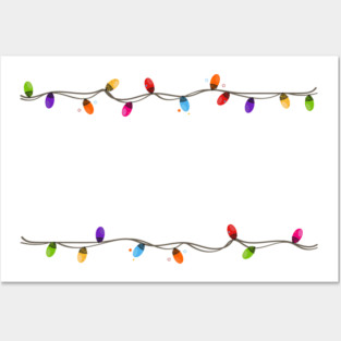 Colorful Christmas light bulb frame Posters and Art