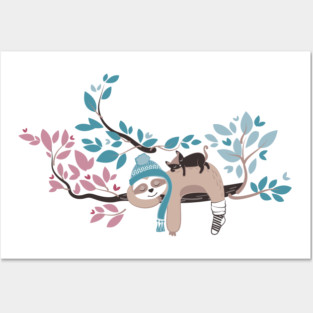 Hygge sloth Posters and Art