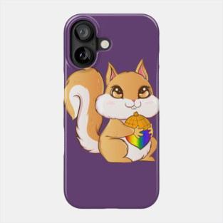 Gay Pride Kawaii Squirrel with Rainbow Nut Funny Gift Phone Case