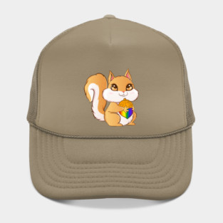 Gay Pride Kawaii Squirrel with Rainbow Nut Funny Gift Hat