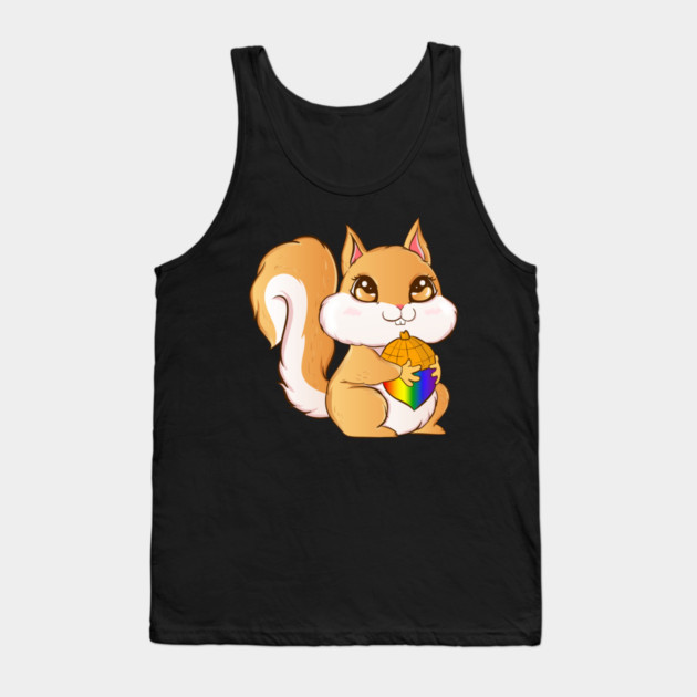 Gay Pride Kawaii Squirrel with Rainbow Nut Funny Gift Tank Top by creative