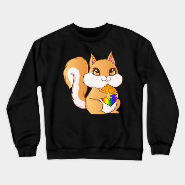 Gay Pride Kawaii Squirrel with Rainbow Nut Funny Gift Crewneck Sweatshirt by creative