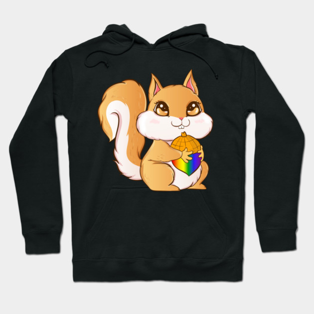 Gay Pride Kawaii Squirrel with Rainbow Nut Funny Gift Hoodie by creative