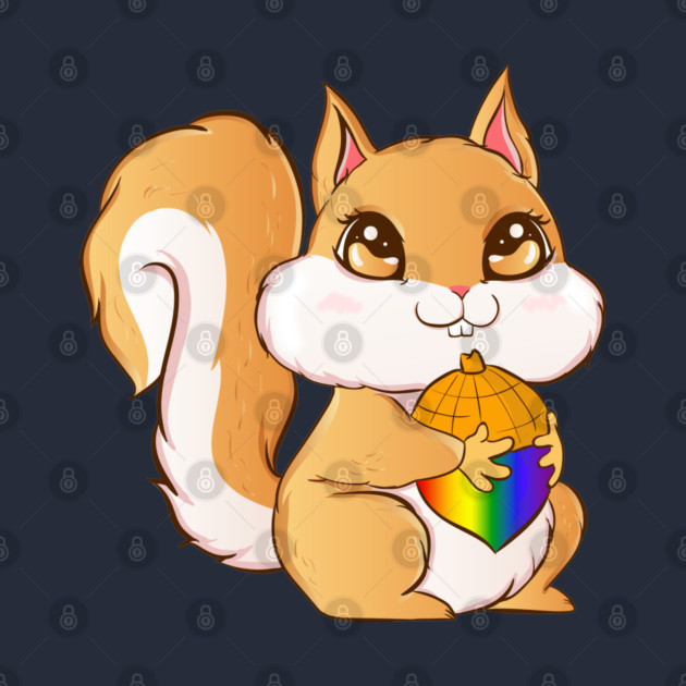 Gay Pride Kawaii Squirrel with Rainbow Nut Funny Gift by creative