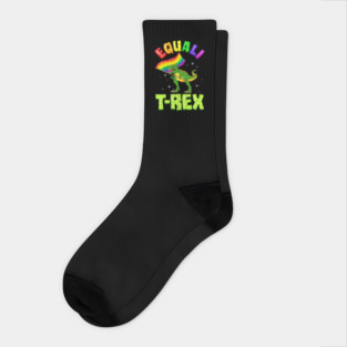 Equali T-Rex Dinosaur with Rainbow Pride Flag Socks