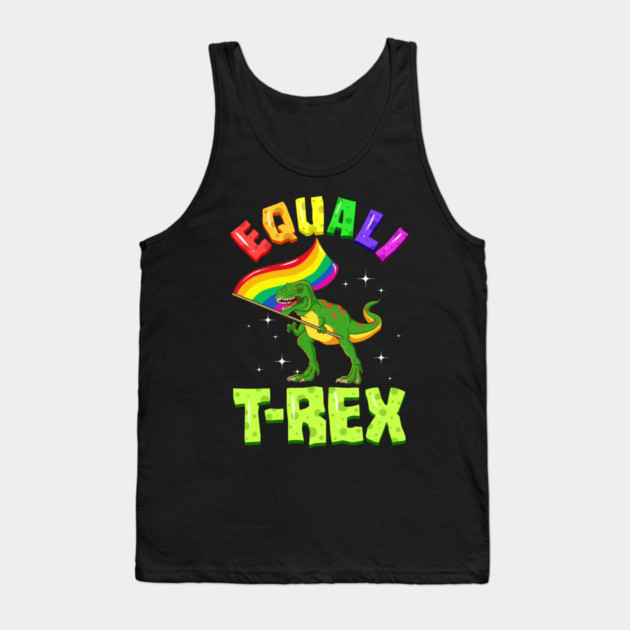 Equali T-Rex Dinosaur with Rainbow Pride Flag Tank Top by creative