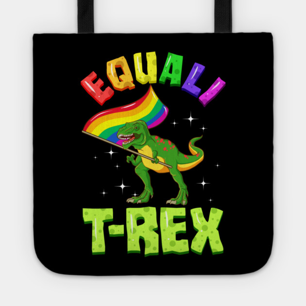 Equali T-Rex Dinosaur with Rainbow Pride Flag Tote by creative