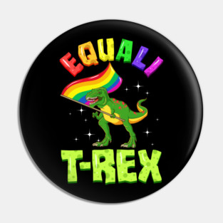 Equali T-Rex Dinosaur with Rainbow Pride Flag Pin