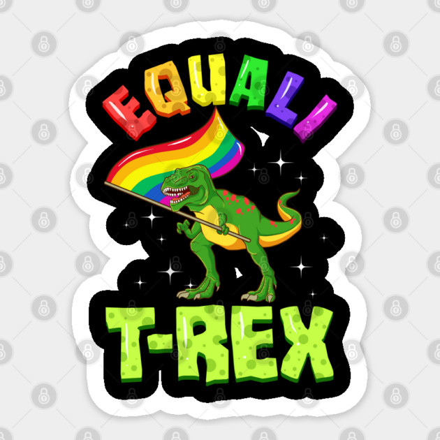 Equali T-Rex Dinosaur with Rainbow Pride Flag Sticker by creative