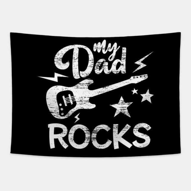 My Dad Rocks Minimalist Grunge Style Funny Gift Tapestry by creative