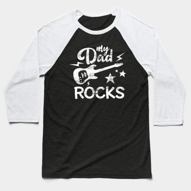 My Dad Rocks Minimalist Grunge Style Funny Gift Baseball T-Shirt by creative