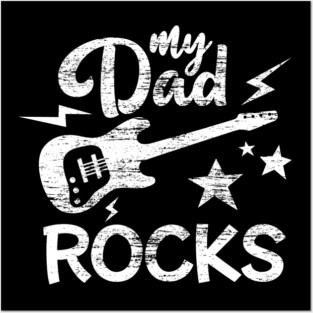 My Dad Rocks Minimalist Grunge Style Funny Gift Posters and Art
