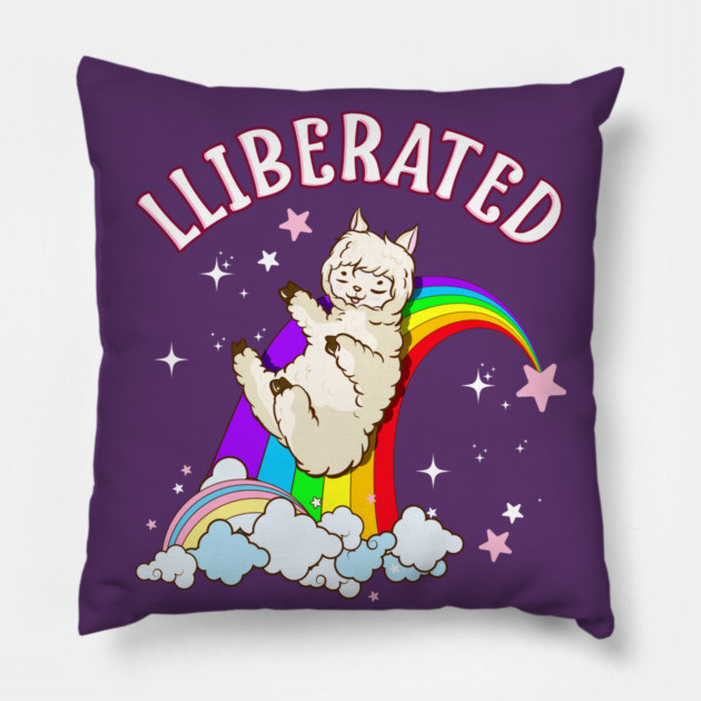 Rainbow Llama Gay Pride Funny Gift Pillow by creative