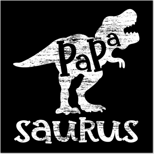 Papa Saurus Minimalist Grunge Style Funny Wall Art by creative