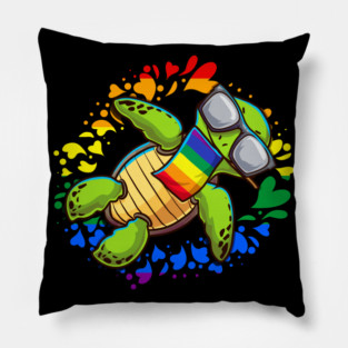 Rainbow Turtle Gay Pride Gift Pillow