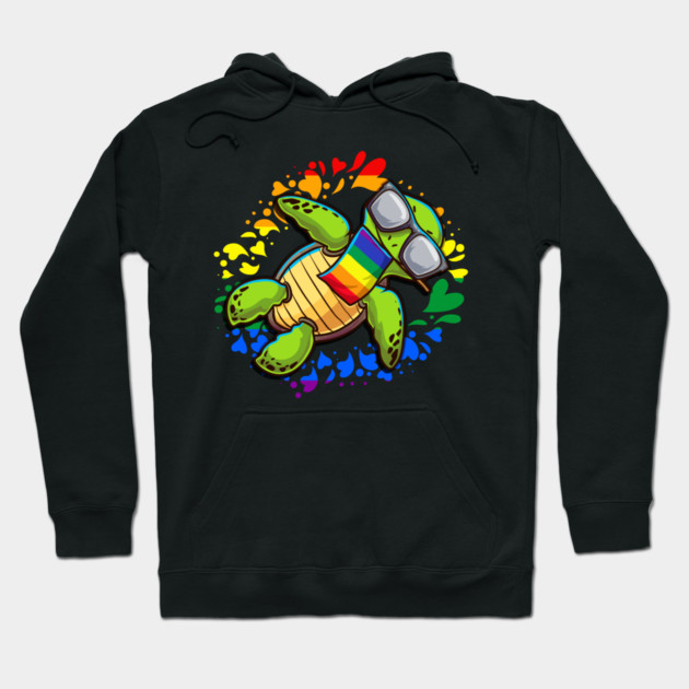 Rainbow Turtle Gay Pride Gift Hoodie by creative
