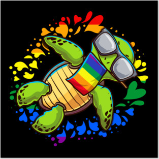 Rainbow Turtle Gay Pride Gift Posters and Art