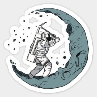 Moon Digging Astronaut Sticker