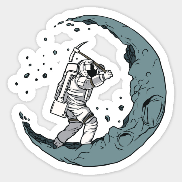 Moon Digging Astronaut Sticker by Cosmo Gazoo