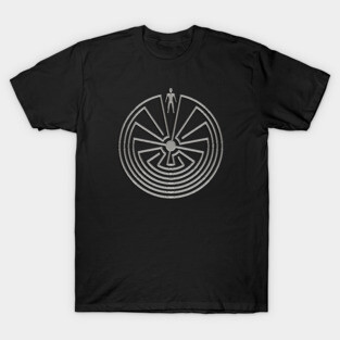 MAN IN THE MAZE - metal SILVER style Symbol T-Shirt