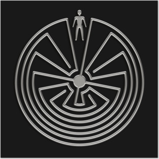 MAN IN THE MAZE - metal SILVER style Symbol Posters and Art
