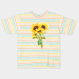 yellow sunflower bouquet flowers bouquet watercolor  2020 Kids T-Shirt