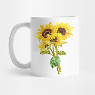 yellow sunflower bouquet flowers bouquet watercolor  2020 Mug