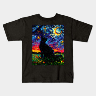 Black Cat Night Kids T-Shirt