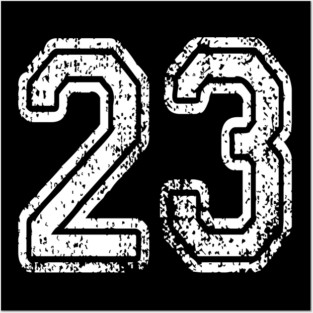 Number 23 Grungy in white Posters and Art