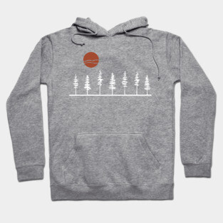 White Pine Tree Retro Sunset Hoodie