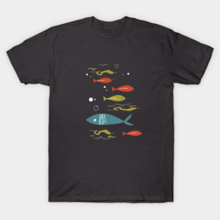 Mid Century Fish (double sided)- by Cathy Clark-Ramirez T-Shirt