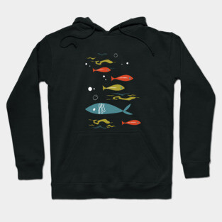 Mid Century Fish (double sided)- by Cathy Clark-Ramirez Hoodie