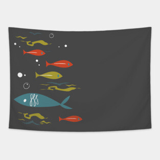 Mid Century Fish (front only) Tapestry