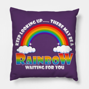 Gay Rainbow with Clouds Pride Pillow