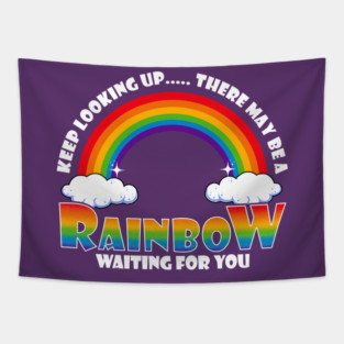 Gay Rainbow with Clouds Pride Tapestry