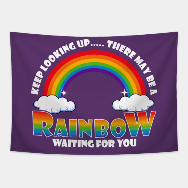 Gay Rainbow with Clouds Pride Tapestry by creative