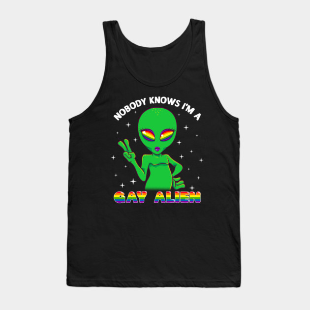 Gay Alien Rainbow Pride Funny Gift Tank Top by creative