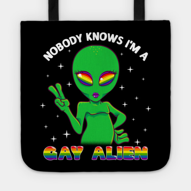 Gay Alien Rainbow Pride Funny Gift Tote by creative