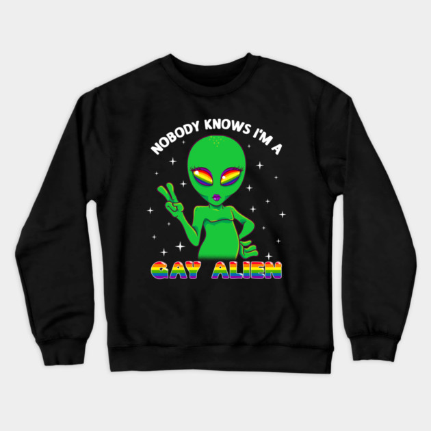 Gay Alien Rainbow Pride Funny Gift Crewneck Sweatshirt by creative