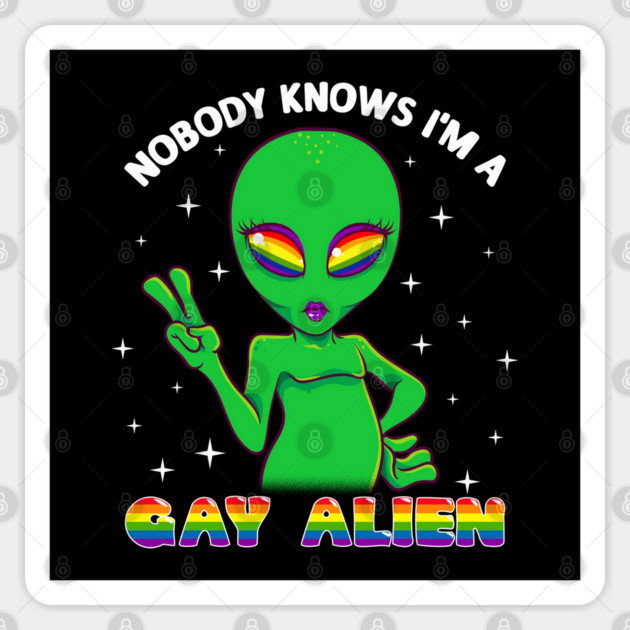Gay Alien Rainbow Pride Funny Gift Sticker by creative