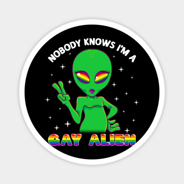 Gay Alien Rainbow Pride Funny Gift Magnet by creative