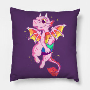 Gay Rainbow Dragon Equality Pride Funny Gift Pillow