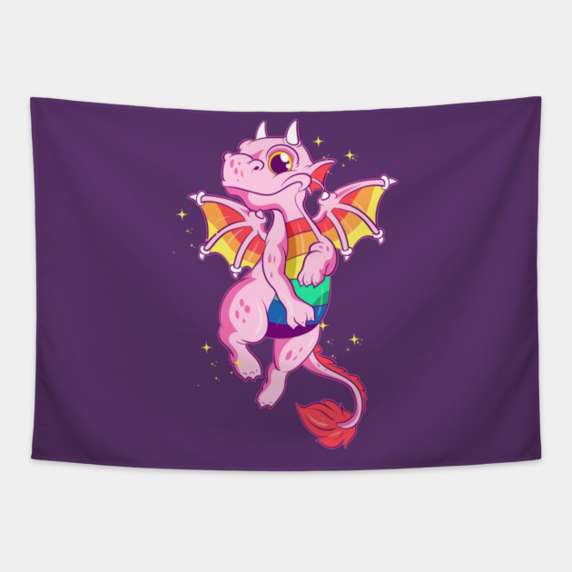Gay Rainbow Dragon Equality Pride Funny Gift Tapestry by creative