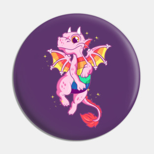 Gay Rainbow Dragon Equality Pride Funny Gift Pin